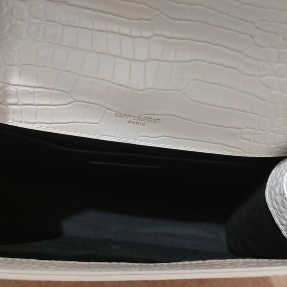 Yves YSL Saint Laurent KATE medium fringed crocodile-embossed leather bag - Picture 7 of 8